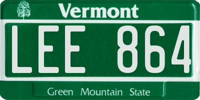VT license plate LEE864