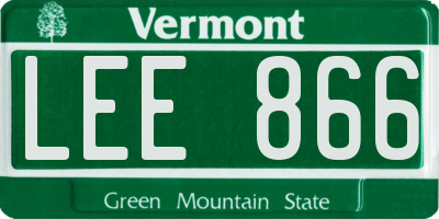 VT license plate LEE866