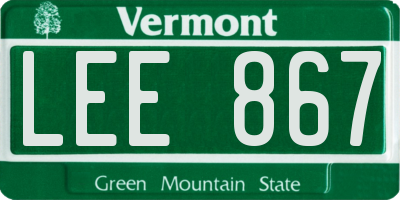 VT license plate LEE867