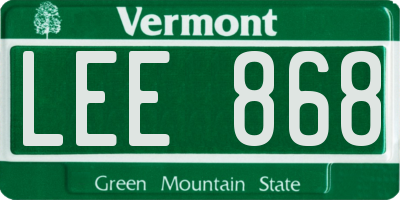 VT license plate LEE868