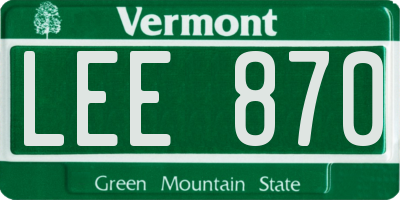 VT license plate LEE870