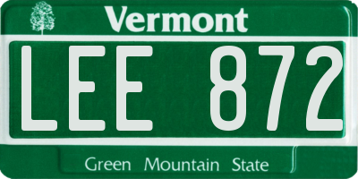 VT license plate LEE872