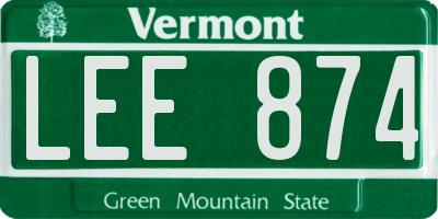 VT license plate LEE874