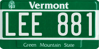 VT license plate LEE881