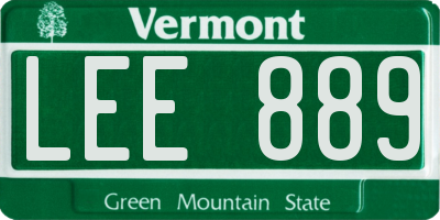 VT license plate LEE889