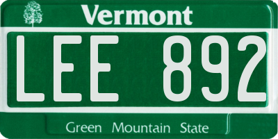 VT license plate LEE892