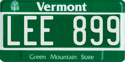 VT license plate LEE899