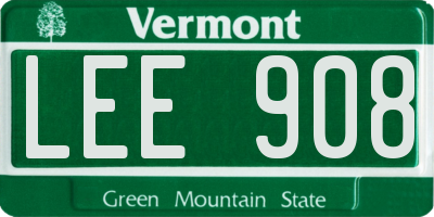 VT license plate LEE908