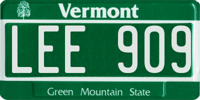 VT license plate LEE909