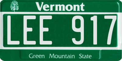 VT license plate LEE917