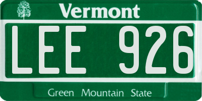 VT license plate LEE926