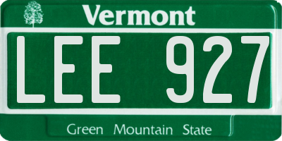 VT license plate LEE927