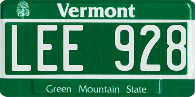 VT license plate LEE928