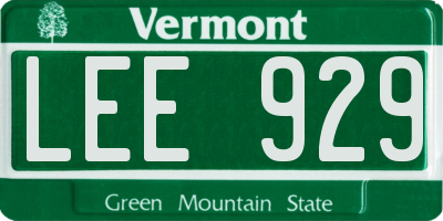 VT license plate LEE929