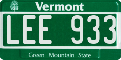 VT license plate LEE933