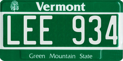 VT license plate LEE934