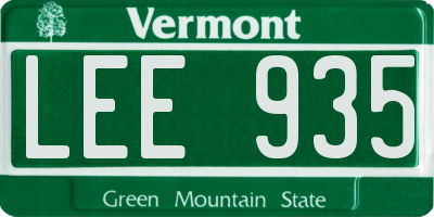 VT license plate LEE935