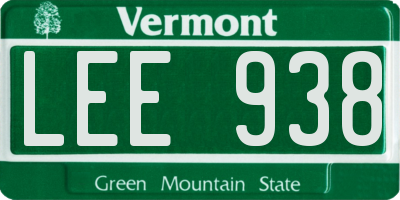 VT license plate LEE938
