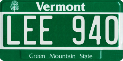 VT license plate LEE940