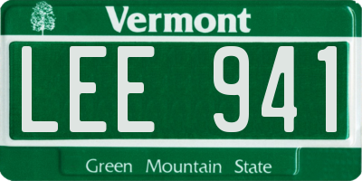 VT license plate LEE941