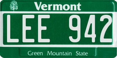 VT license plate LEE942