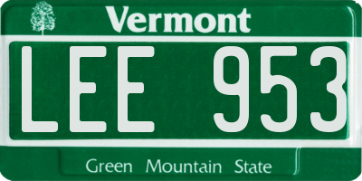 VT license plate LEE953