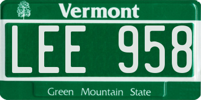 VT license plate LEE958