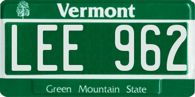 VT license plate LEE962