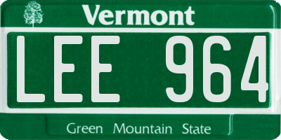 VT license plate LEE964