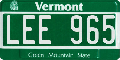 VT license plate LEE965