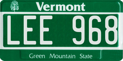 VT license plate LEE968