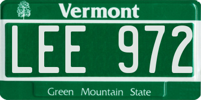 VT license plate LEE972