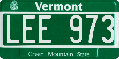 VT license plate LEE973