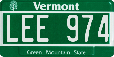 VT license plate LEE974