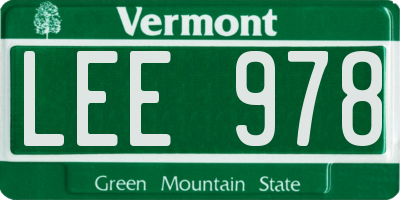 VT license plate LEE978