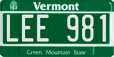 VT license plate LEE981