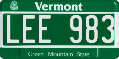 VT license plate LEE983