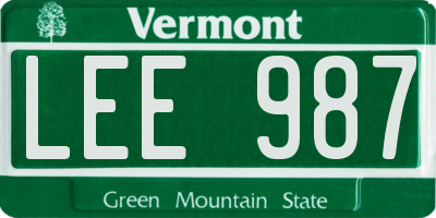 VT license plate LEE987