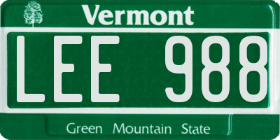 VT license plate LEE988