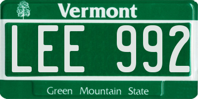 VT license plate LEE992