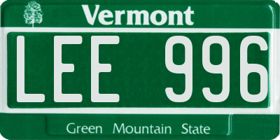 VT license plate LEE996