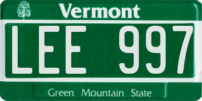 VT license plate LEE997