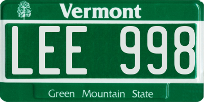 VT license plate LEE998