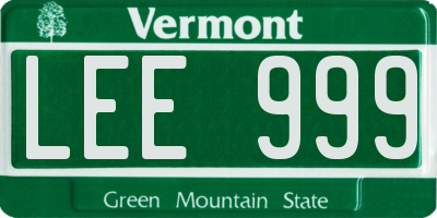VT license plate LEE999