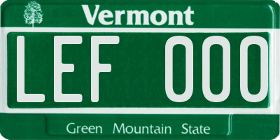 VT license plate LEF000