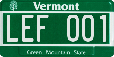 VT license plate LEF001