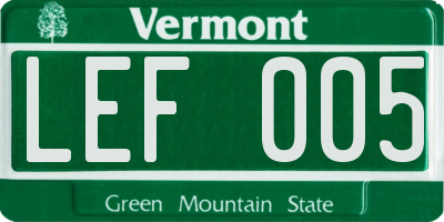 VT license plate LEF005