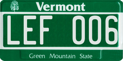 VT license plate LEF006