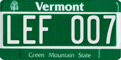 VT license plate LEF007