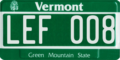 VT license plate LEF008